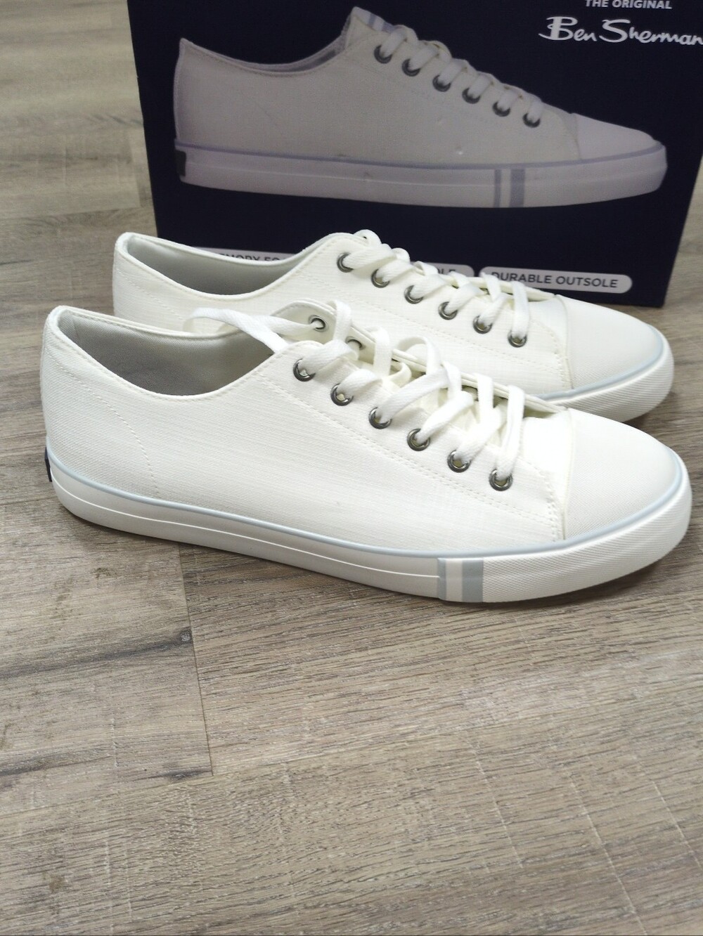 New in Box Ben Sherman DORSET LO Memory Foam White Sneaker Shoe Sz 9.5
